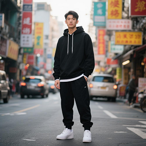 黑色連帽衛衣工服定制套裝男 - 副本 黑色連帽衛衣工服定制套裝男 - 副本