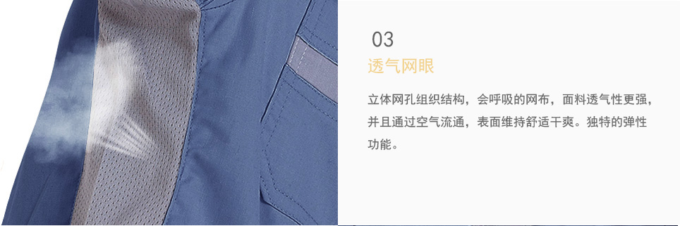純棉牛仔工作服立體網狀結構